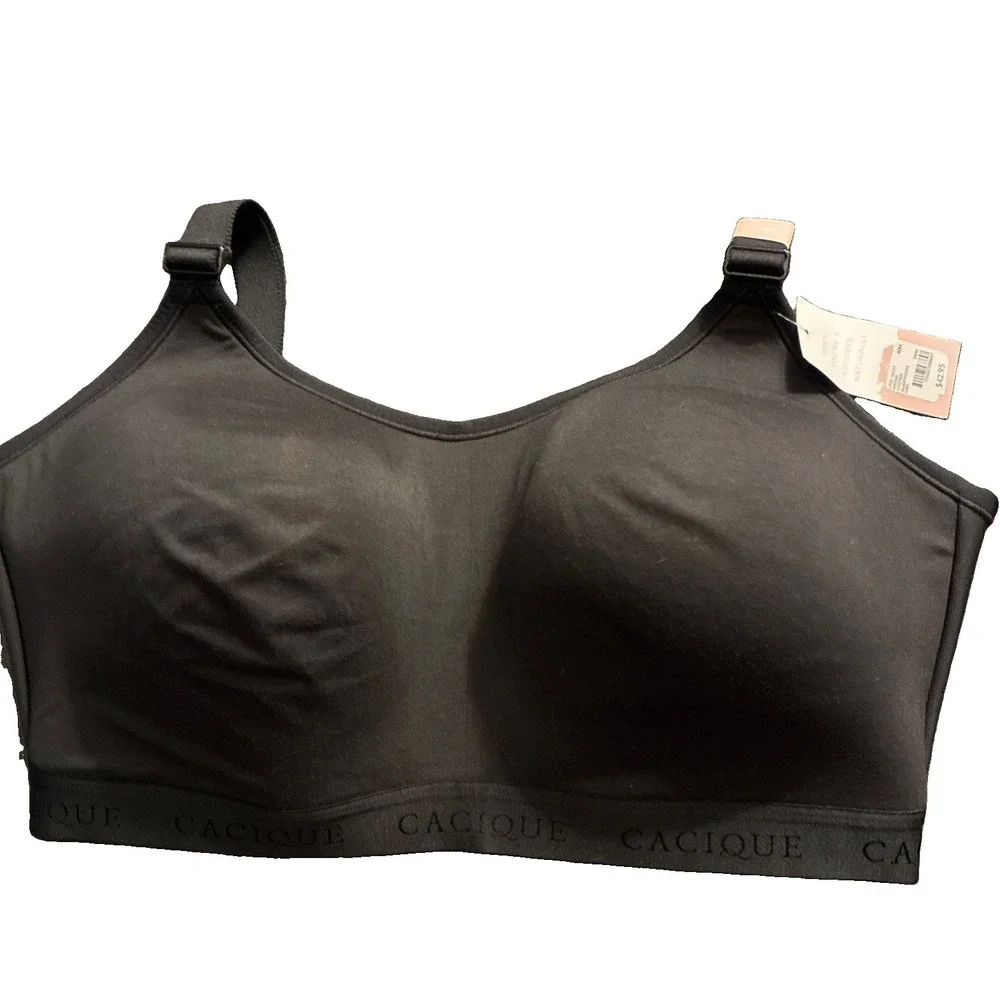 Cacique Bra cotton collection lightly lined no wire 40H black New